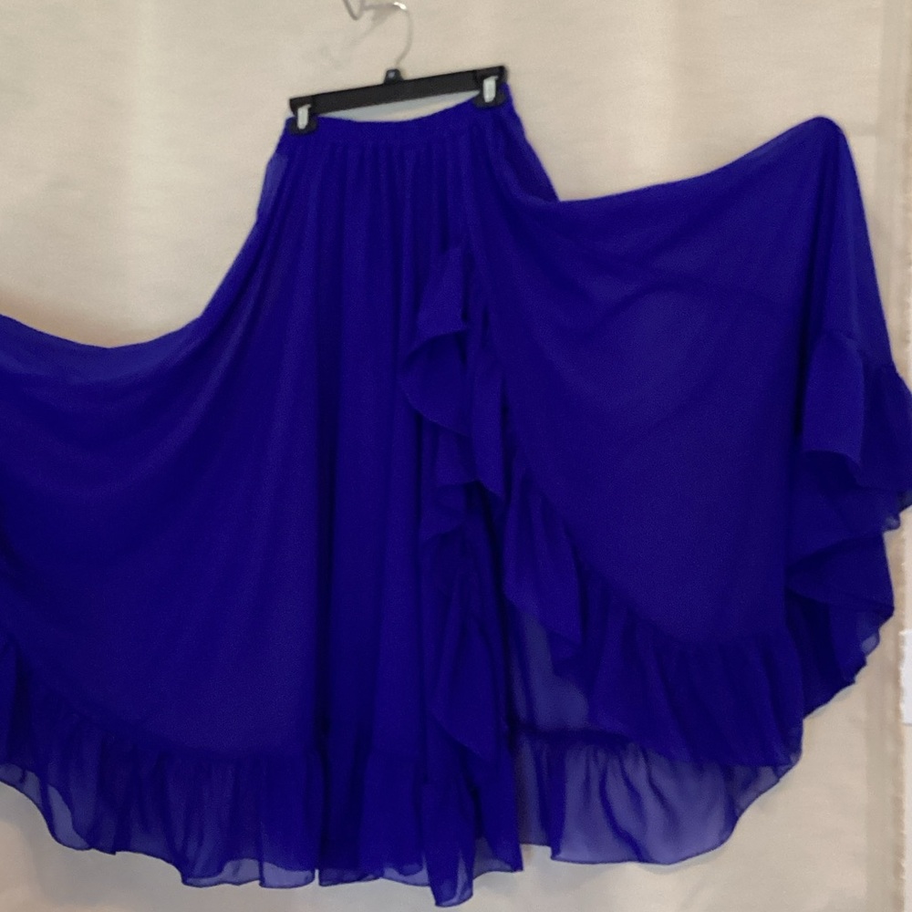 Sheer Chiffon Blue Ruffled Belly Dance Skirt - Women - Picture 5 of 5
